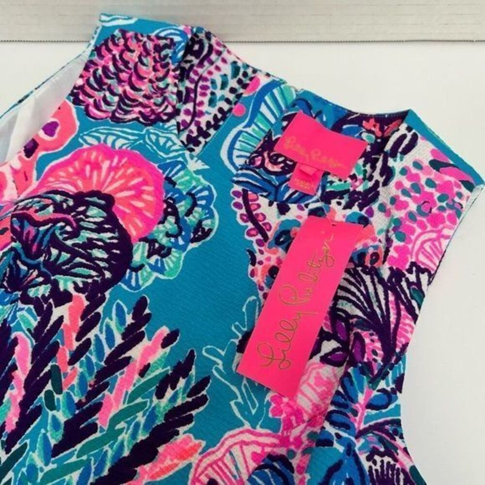 Lilly Pulitzer NWT Mila Stretch Shift Turquoise Oasis Snuba Duba Doo Dress 0